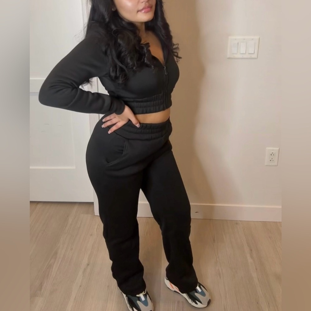 Black Straight Leg Sweatsuit